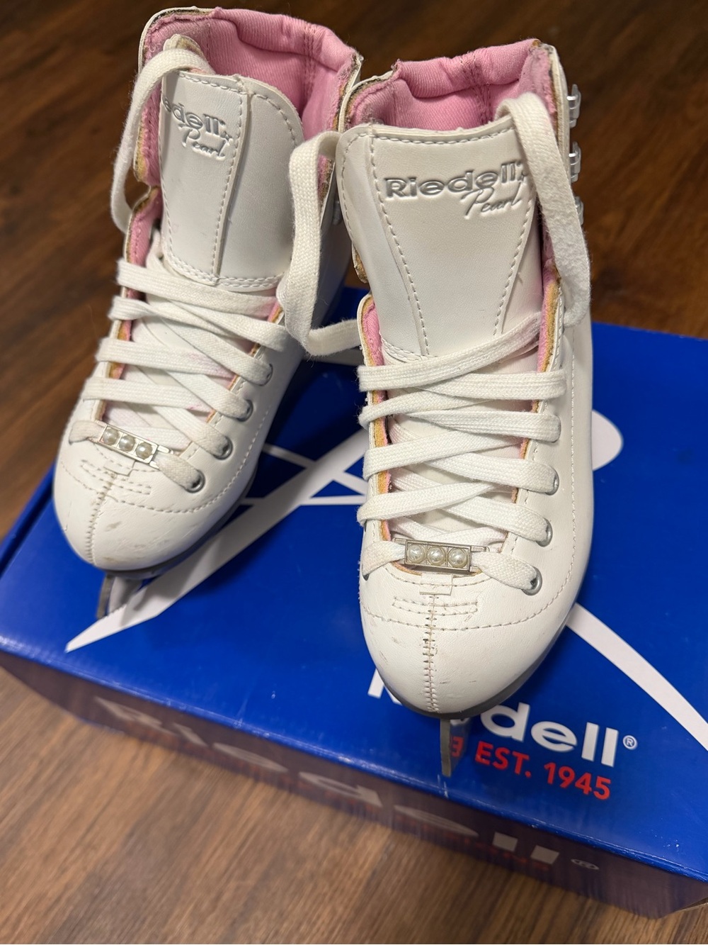 Riedell White Ice Skates with Pink Lining - Kids